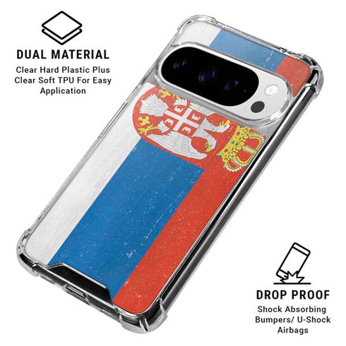 Serbia Flag Distressed Google Pixel 10 Pro XL Clear Case